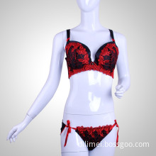 Hot Sale Fitness Mature Women Red Embroidered Ladies Bra Underwear Models